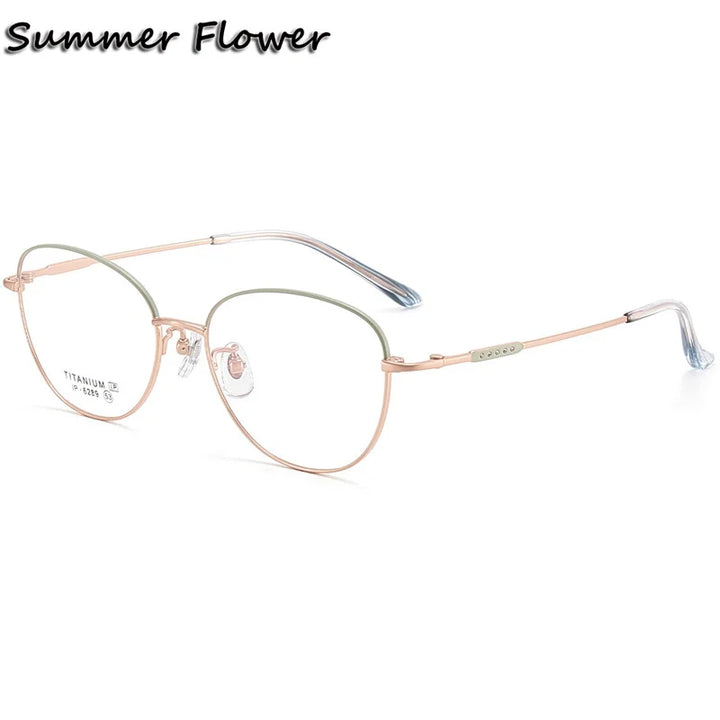Summer Flower Unisex Full Rim Oval Square Titanium Eyeglasses 616289