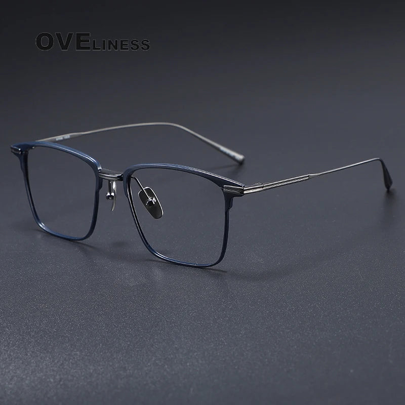 Oveliness Men's Full Rim Square Titanium Eyeglasses 41446