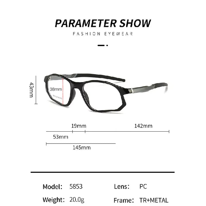 Muzz 58530 men's sports TR90 prescription eyeglasses — view 2