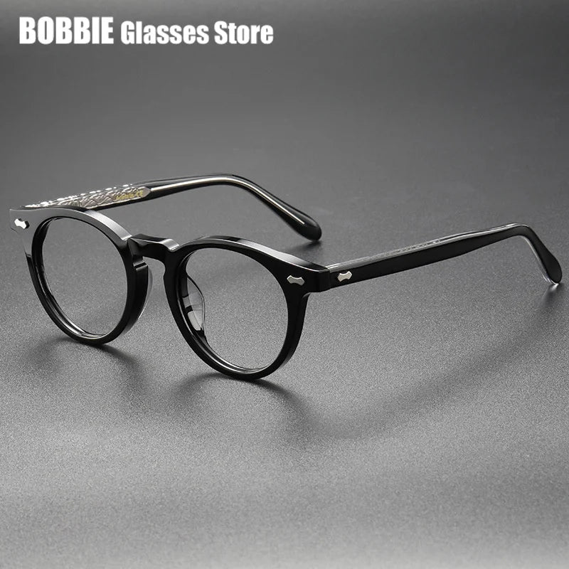 Bobbie Unisex Full Rim Oval Round Acetate Titanium Eyeglasses 765053