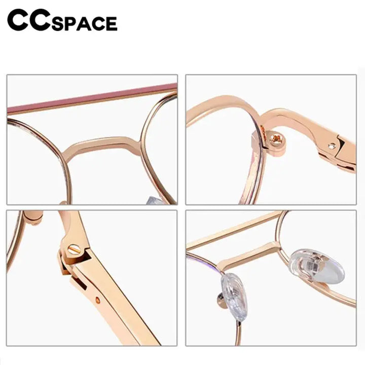 CCspace Unisex Full Rim Round Double Bridge Alloy Reading Glasses R57523 Reading Glasses CCSpace   