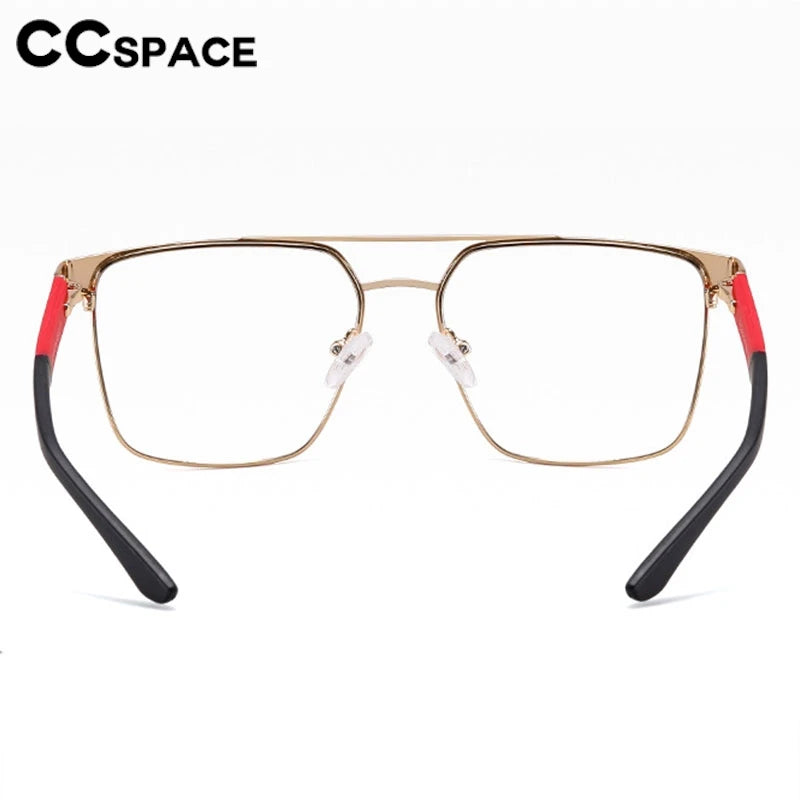 CCspace Unisex Full Rim Square Double Bridge Alloy Eyeglasses 301561 Full Rim CCspace   