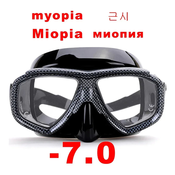 Aleefa Unisex Goggle Pc Tempered Glass Lens Silicone Myopic Swim Mask 64203