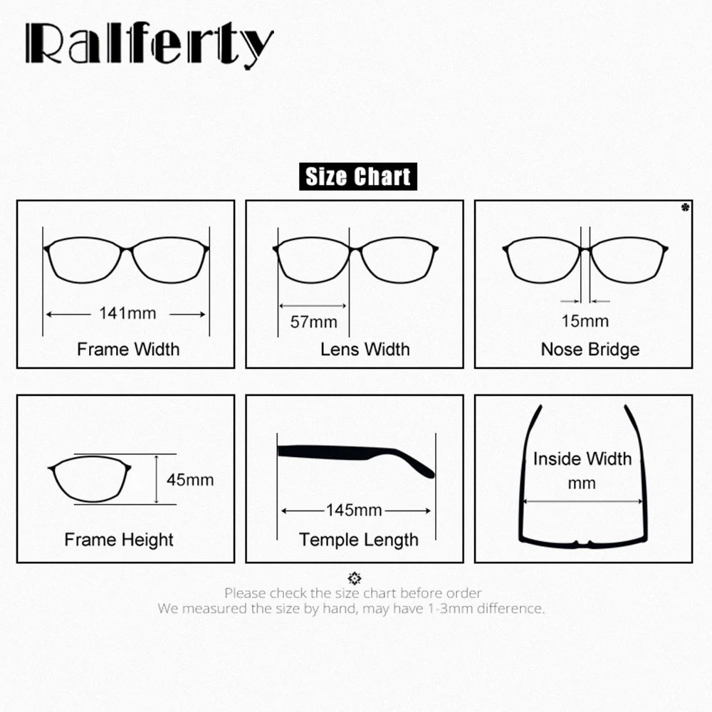 Ralferty Women's Full Rim Square Double Bridge Alloy Eyeglasses R91322 Full Rim Ralferty   