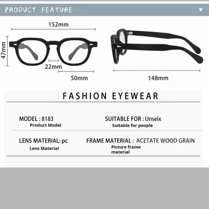 Momoja Unisex Full Rim Flat Top Square Acetate Eyeglasses 78183