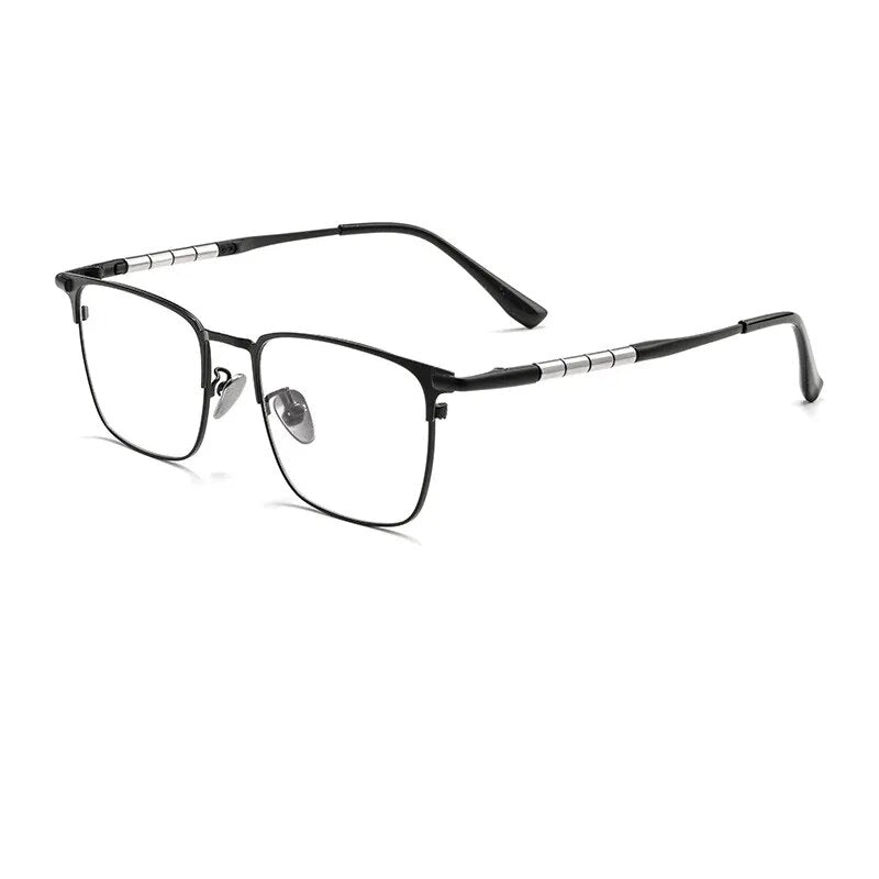 Hdcrafter Unisex Full Rim Square Titanium Eyeglasses 9009t Full Rim Hdcrafter Eyeglasses Black  