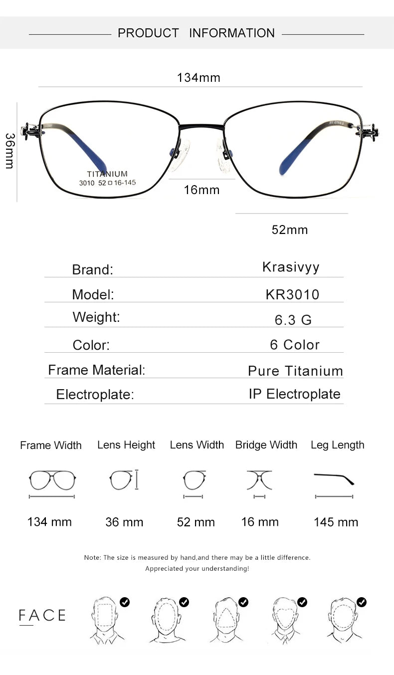 Krasivyy Women's Full Rim Oval Square Titanium Eyeglasses 443010 Full Rim Krasivyy   