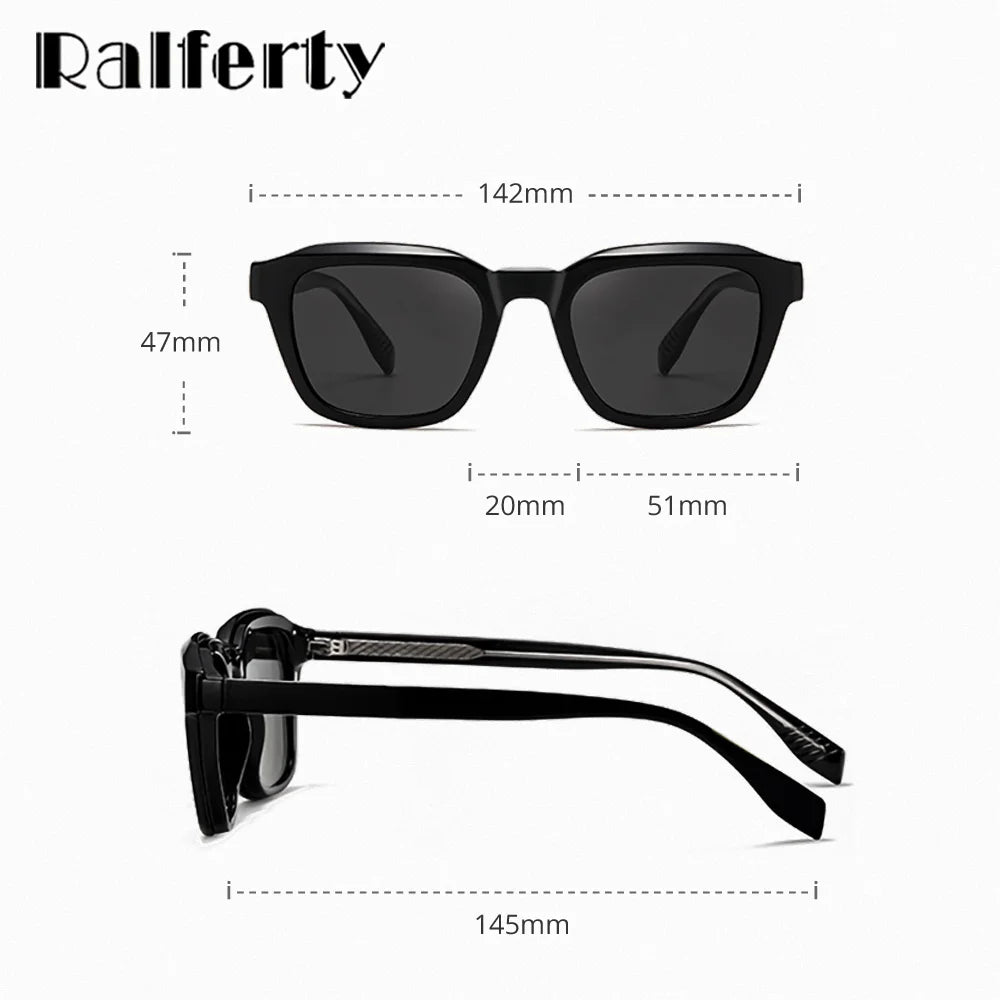 Ralferty Women's Full Rim Square Tr 90 Alloy Eyeglasses Clip On Sunglasses 734204