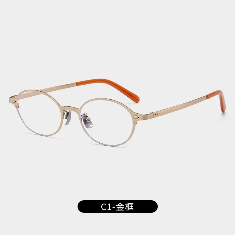 Momoja Unisex Full Rim Oval Round Titanium Alloy Eyeglasses 272477