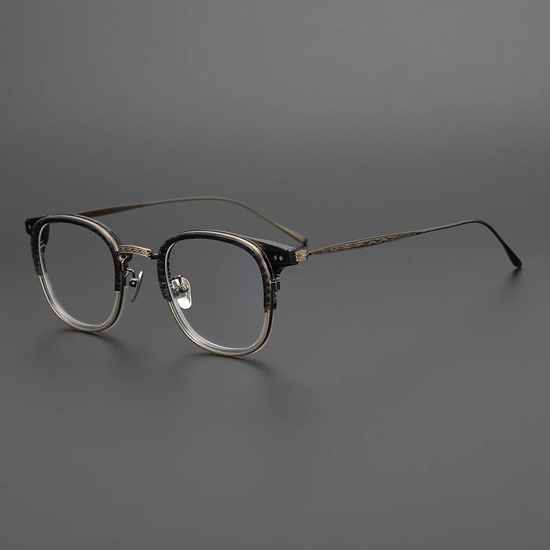 Black Mask Women's Full Rim Square Titanium Acetate Eyeglasses 72543