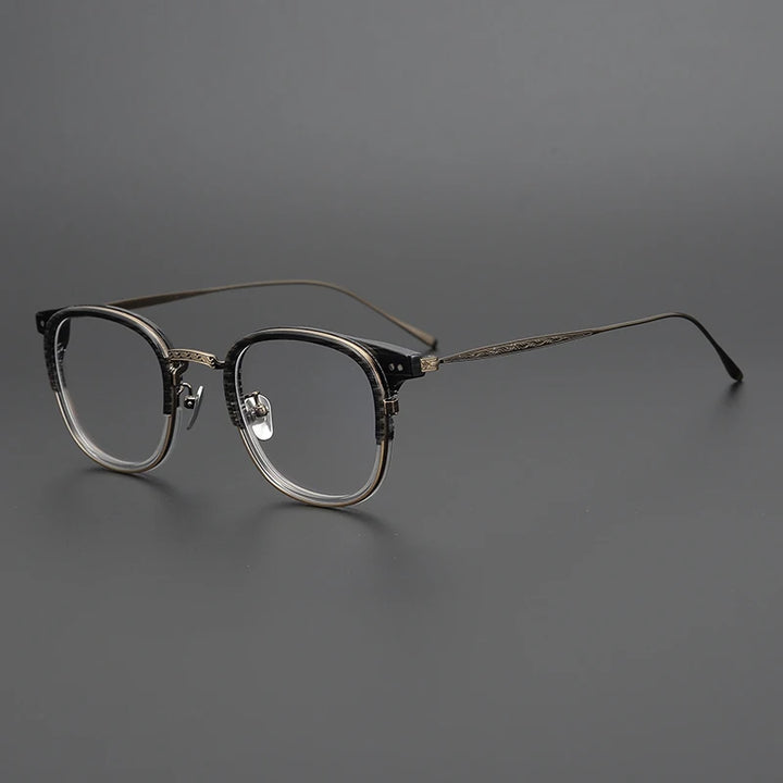 Black Mask Women's Full Rim Square Titanium Acetate Eyeglasses 72543