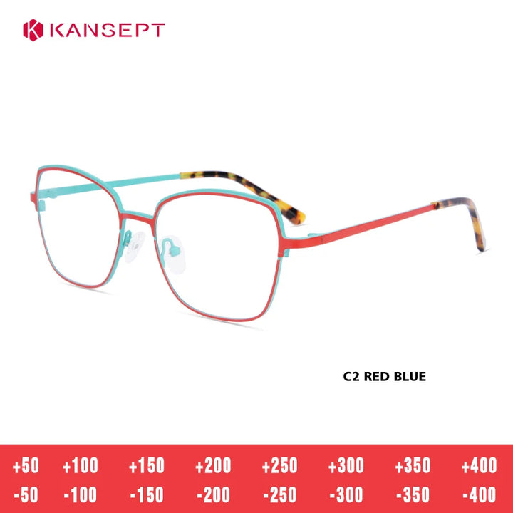 Kansept Unisex Full Rim Square Cat Eye Alloy Reading Glasses 74630