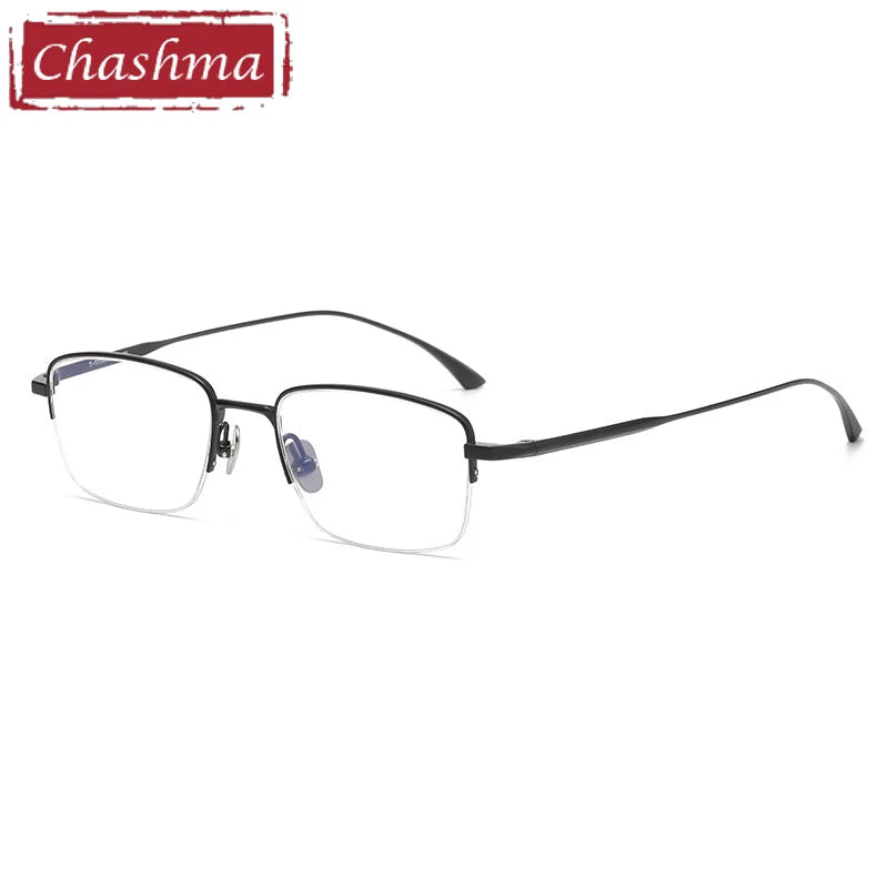 Chashma Ottica Men's Semi Rim Square Small Titanium Eyeglasses 13319 Semi Rim Chashma Ottica   