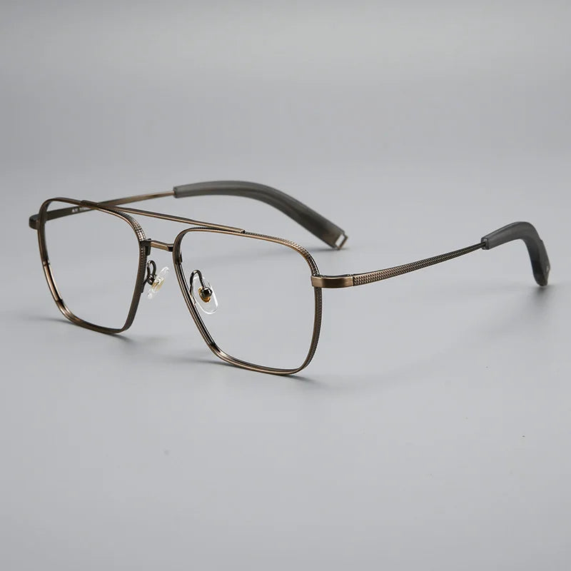 Black Mask Men's Full Rim Square Double Bridge Titanium Eyeglasses 365004