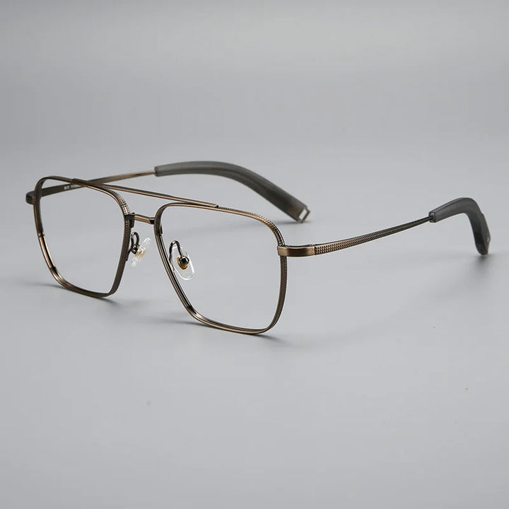 Black Mask Men's Full Rim Square Double Bridge Titanium Eyeglasses 365004