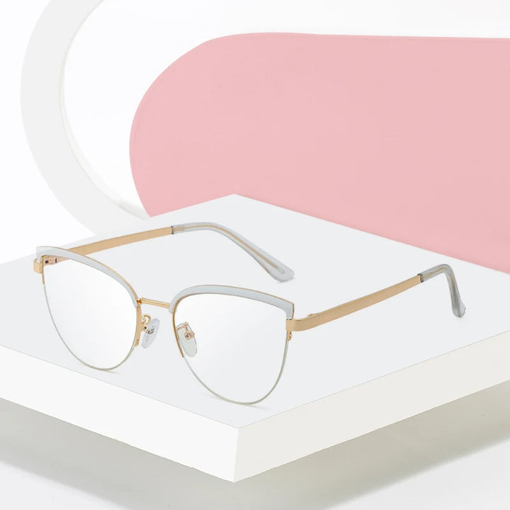 Handoer Women's Full Rim Oval Cat Eye Alloy Eyeglasses 95679