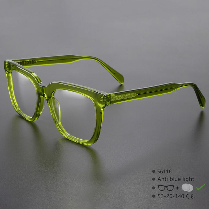 CCSpace Unisex Full Rim Square Acetate Fiber Eyeglasses 56116 Full Rim CCspace Green China 