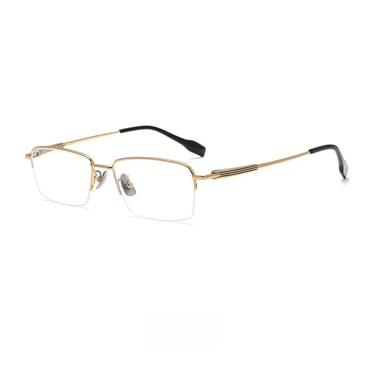 Yimaruili Women's Semi Rim Square Titanium Eyeglasses 21137