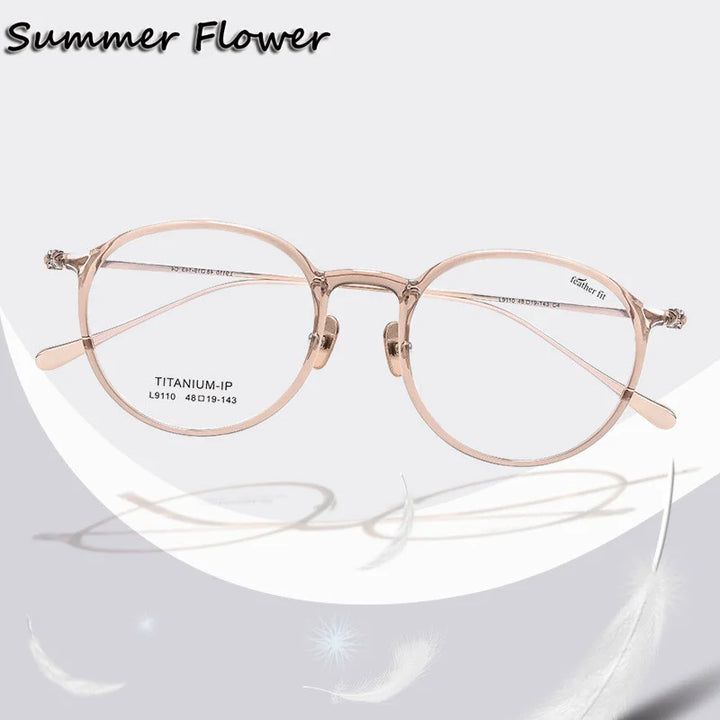 Summer Flower Women's Full Rim Round Tr 90 Titanium Eyeglasses 89110 Full Rim Summer Flower