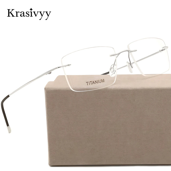 Krasivyy Unisex Rimless Square Titanium Eyeglasses 71611