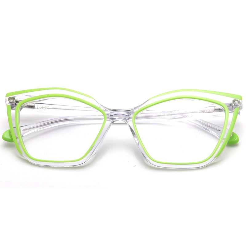 Muzz Women's Full Rim Square Hand Crafted Cat Eye Acetate Eyeglasses 9009 Full Rim Muzz C4  