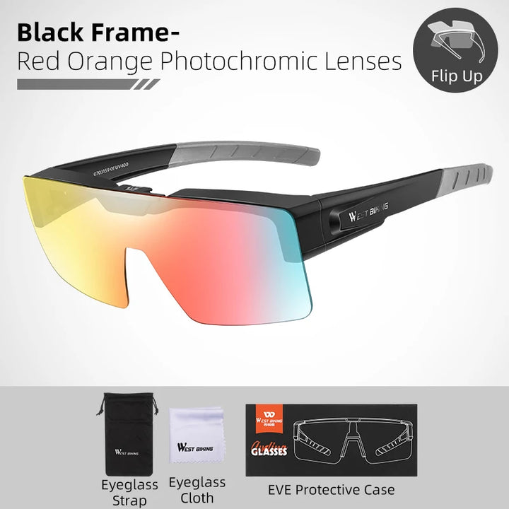 West Biking Unisex Full Rim Square Flip Up Over Frame Sunglasses 940703