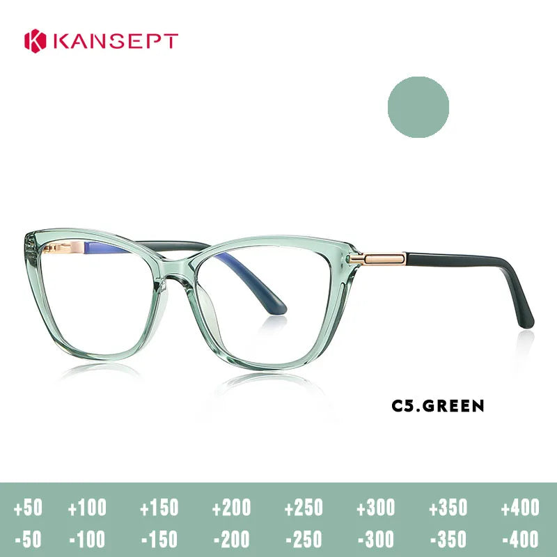 Kansept Women's Full Rim Cat Eye Tr 90 Titanium Reading Glasses 22335