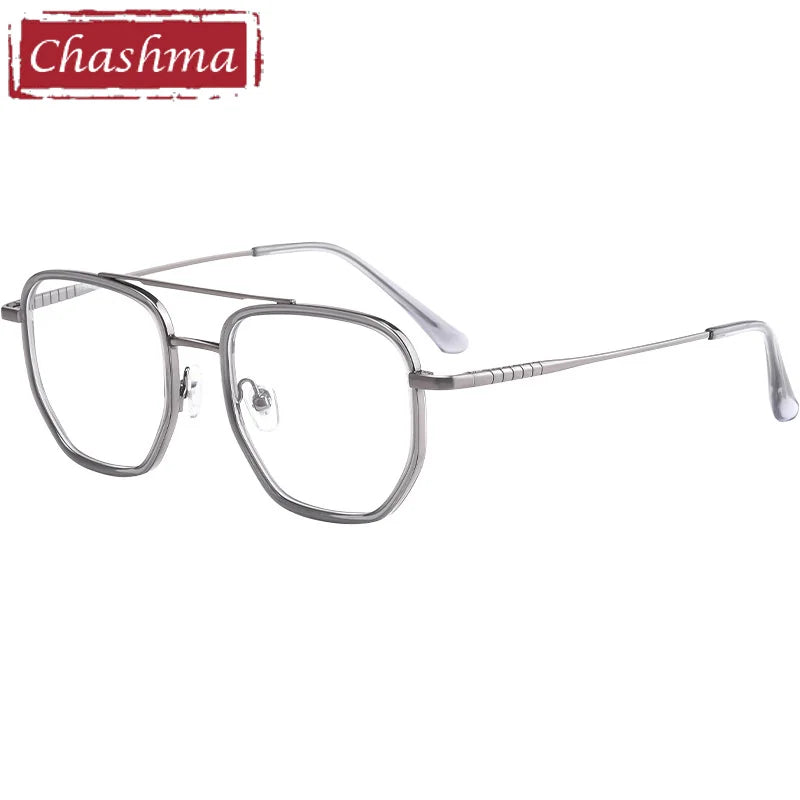 Chashma Ottica Men's Full Rim Polygon Double Bridge Titanium Acetate Eyeglasses 13613