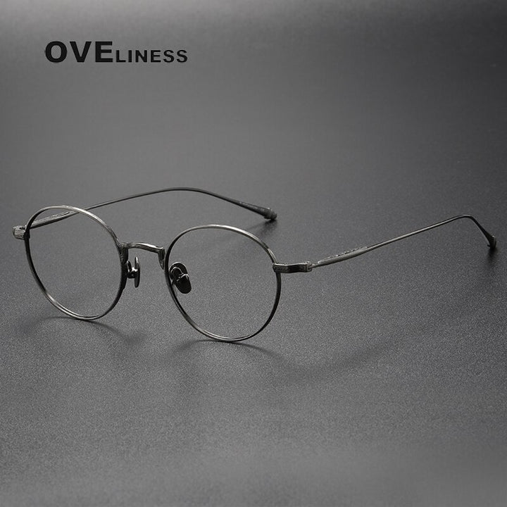 Oveliness Unisex Full Rim Round Titanium Eyeglasses M3103 Full Rim Oveliness gun  