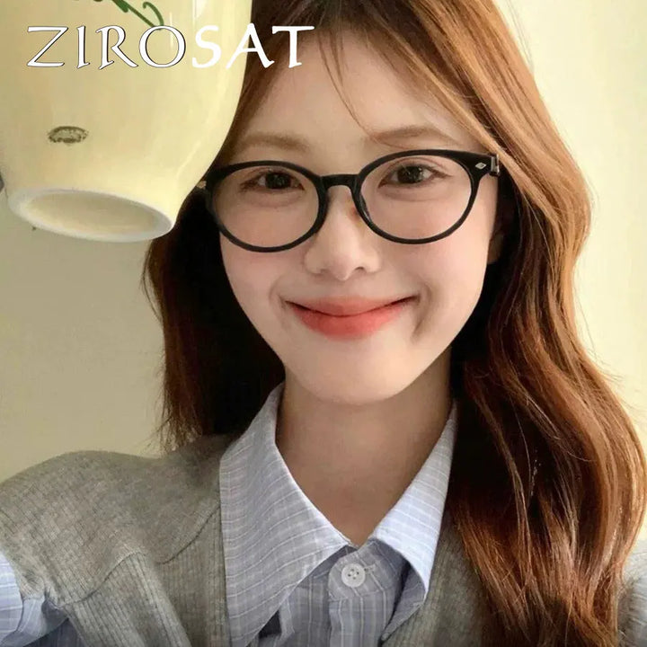 Zirosat Women's Full Rim Round Oval Tr 90 Titanium Eyeglasses 33002