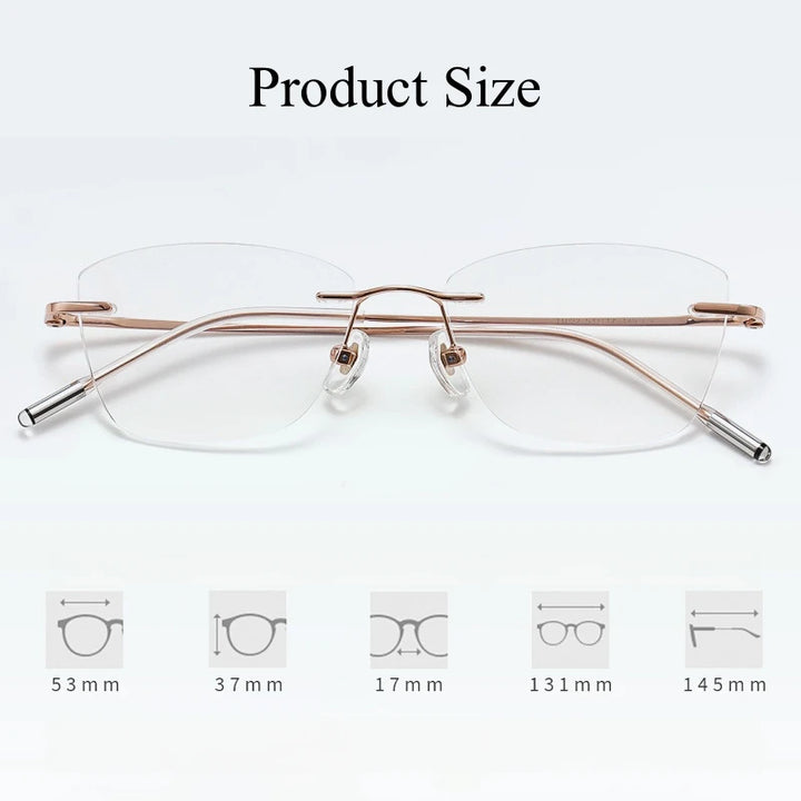 Yimaruili Women's Rimless Cat Eye Polygon Titanium Eyeglasses 41022 Rimless Yimaruili Eyeglasses