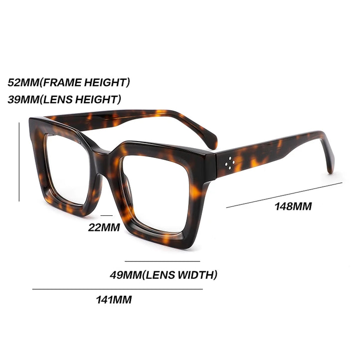 Gatenac Unisex Full Rim Square Acetate Reading Glasses 882215