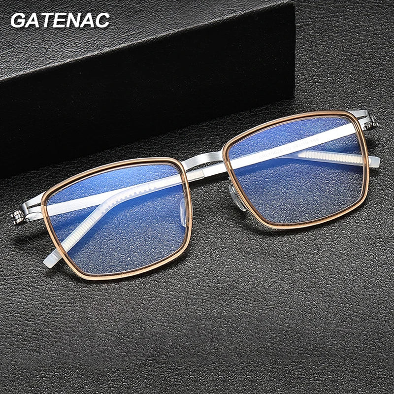 Gatenac Mens Full Rim Square Acetate Eyeglasses Gxyj-1187 Full Rim Gatenac   