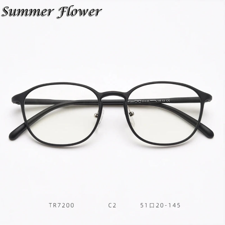 Summer Flower Women's Full Rim Oval Square Tr 90 Titanium Eyeglasses 87200