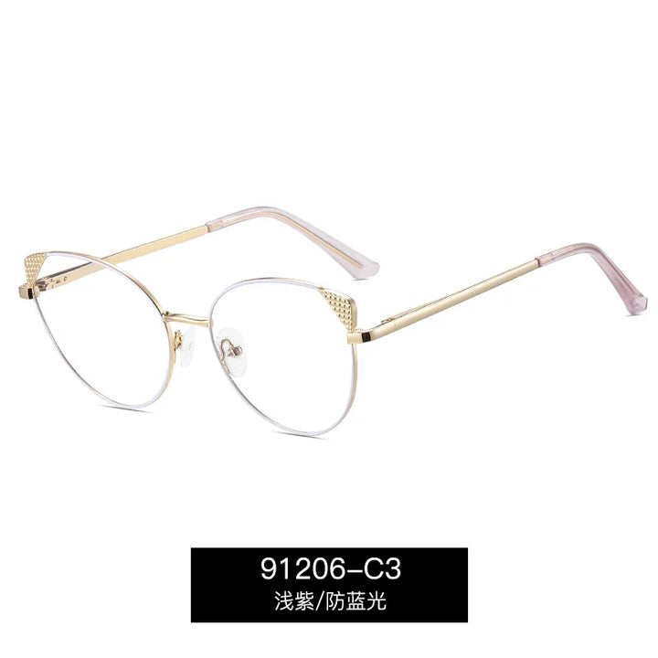 Reven Jate Women's Full Rim Small Oval Cat Eye Alloy Eyeglasses 391206
