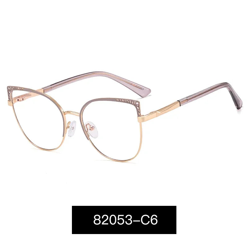 Handoer Women's Full Rim Oval Cat Eye Alloy Eyeglasses 82053