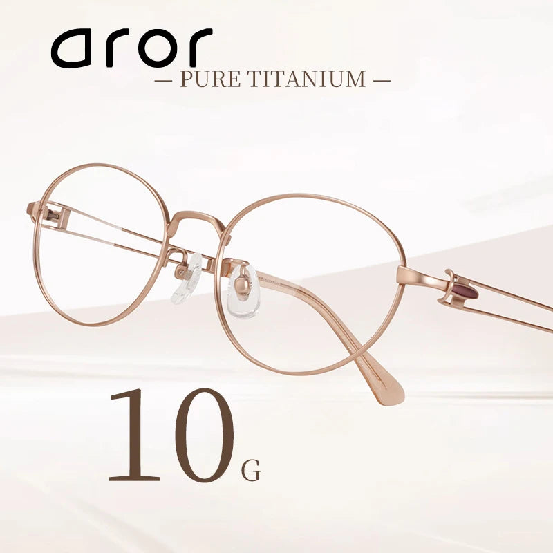 Aror Unisex Full Rim Oval Round Titanium Eyeglasses 95236 Full Rim Aror