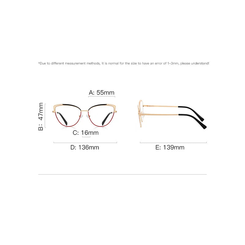 Gmei Women's Full Rim Oval Cat Eye Alloy Eyeglasses 843107 Full Rim Gmei Optical