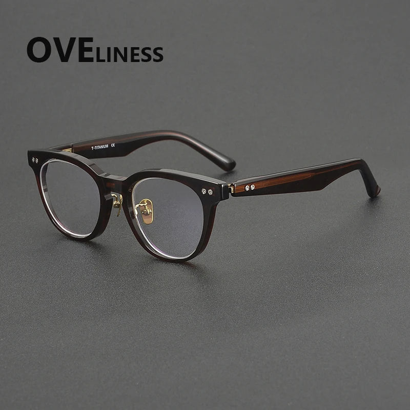 Oveliness Unisex Full Rim Round Square Acetate Eyeglasses 36902