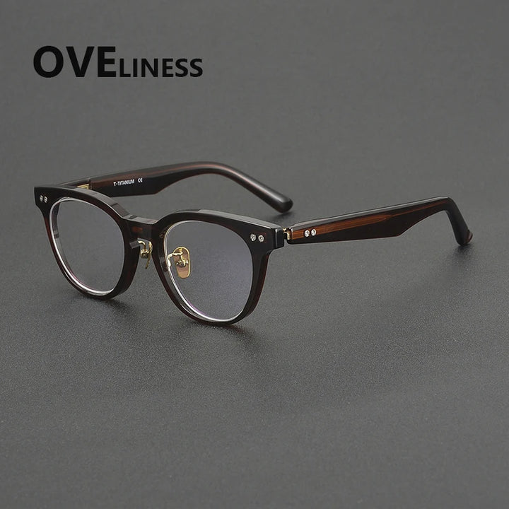 Oveliness Unisex Full Rim Round Square Acetate Eyeglasses 36902