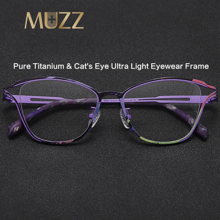 Muzz 859222 women's cat eye IP titanium prescription eyeglasses