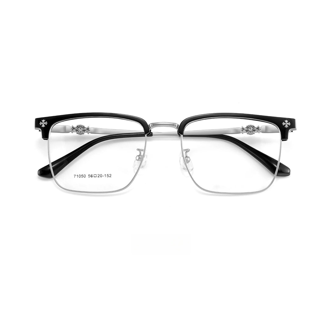 Yimaruili Unisex Full RIm Square Alloy Acetate Eyeglasses 71050 Full Rim Yimaruili Eyeglasses Black Gun C2