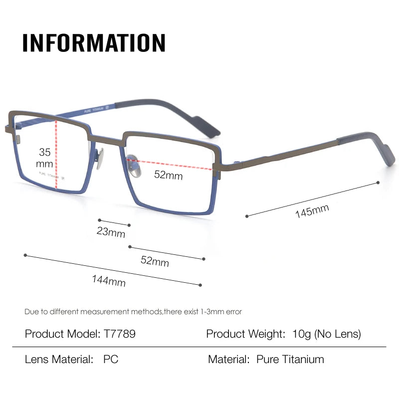 Muzz T7789 men's square IP titanium prescription eyeglasses — view 2