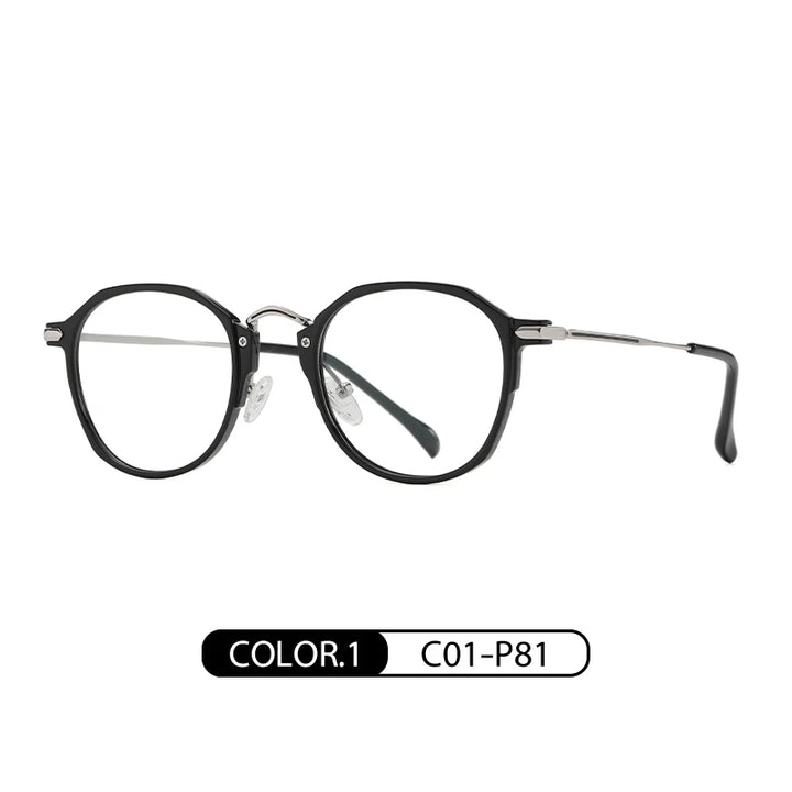 Gmei Women's Full Rim Polygon Oval Alloy Tr 90 Eyeglasses J847 Full Rim Gmei Optical C01-P81  