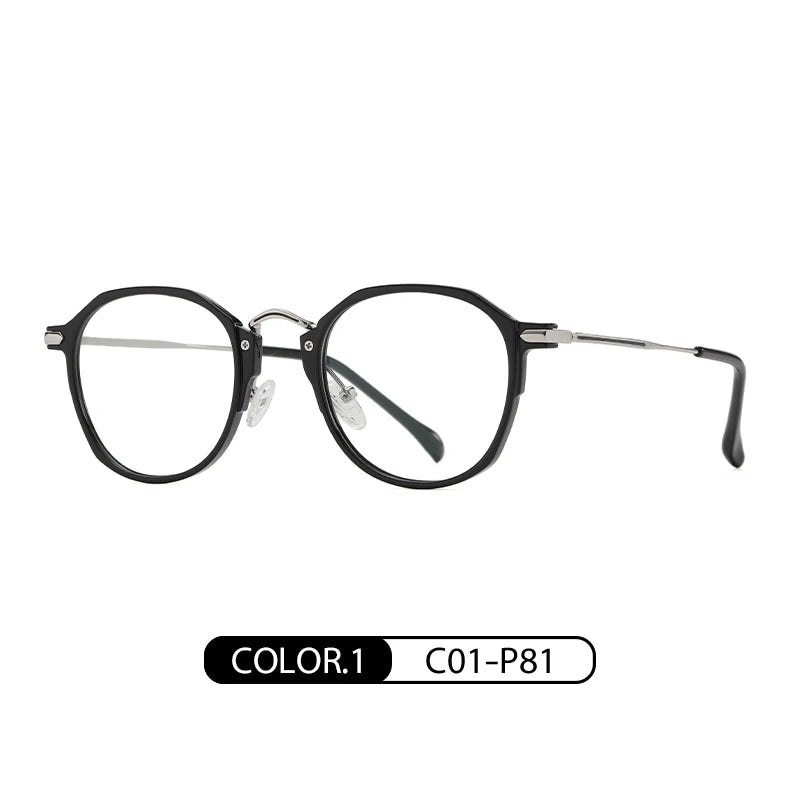 Gmei Women's Full Rim Polygon Round Tr 90 Alloy Eyeglasses 61847