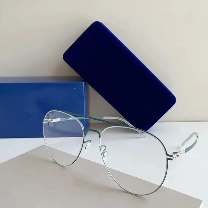 Aimee Oval 585218 Unisex Full Rim Double Bridge Titanium Frames FuzWeb