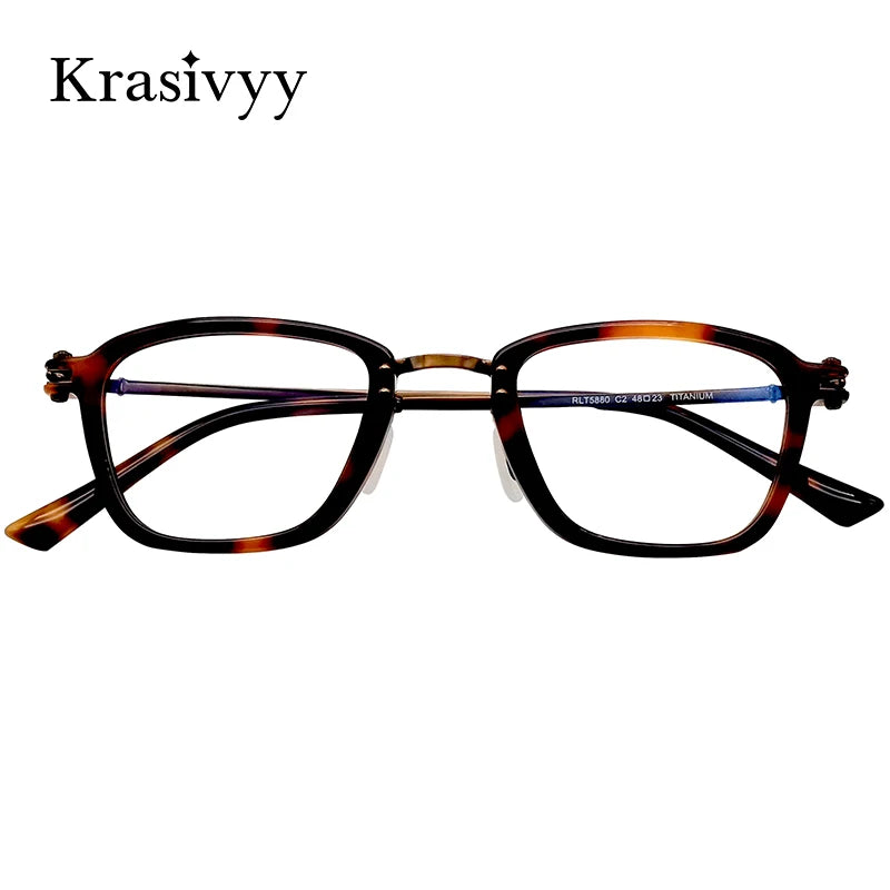 Krasivyy Men's Full Rim Polygon Square Titanium Acetate Eyeglasses 75880