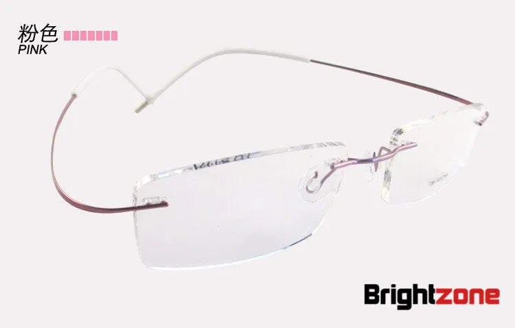 Brightzone Women's Rimless Square Screwless Titanium Eyeglasses 713530 Rimless Brightzone Pink