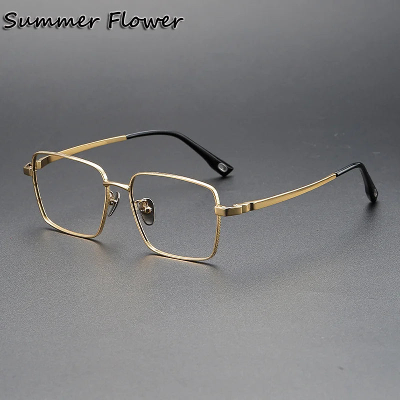Summer Flower Men's Full Rim Polygon Square Titanium Eyeglasses 80927