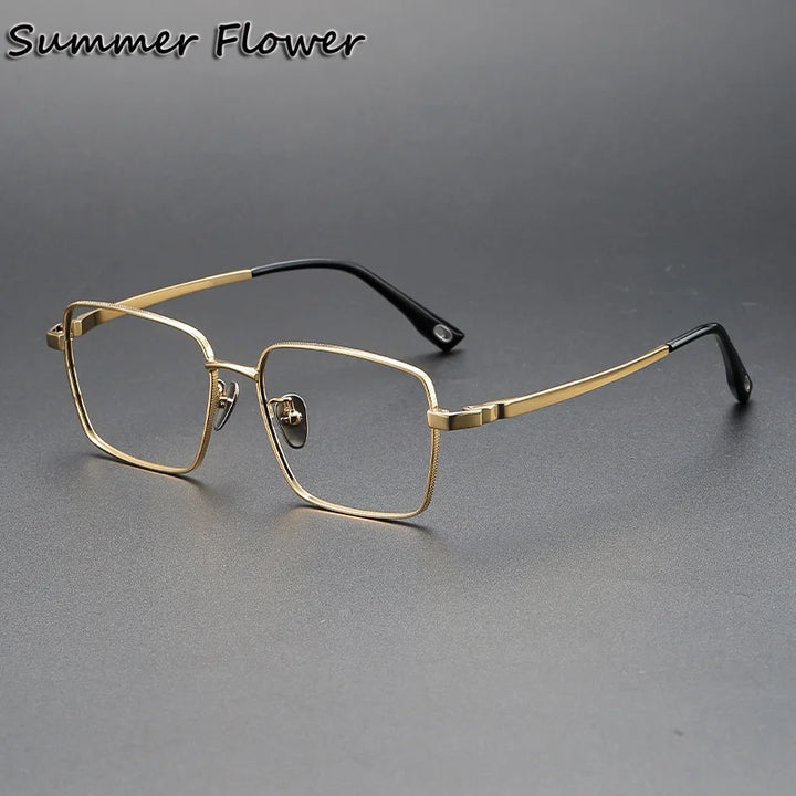 Summer Flower Men's Full Rim Polygon Square Titanium Eyeglasses 80927